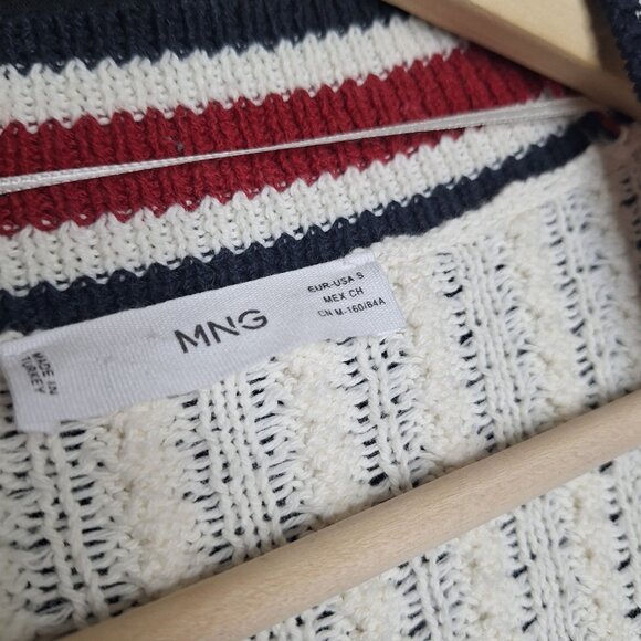 💙 MNG Mango Thick Longline Varsity Cardigan Sweater Size S/M Oversized Cablekni - Picture 5 of 8